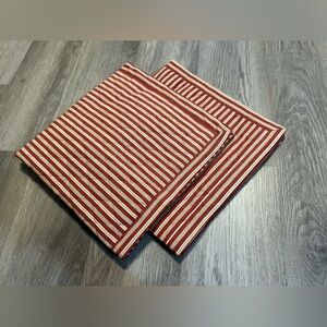Lot of 2 Legacy 100% Cotton Euro Burgundy Beige horizontal Stripe Quilted Shams